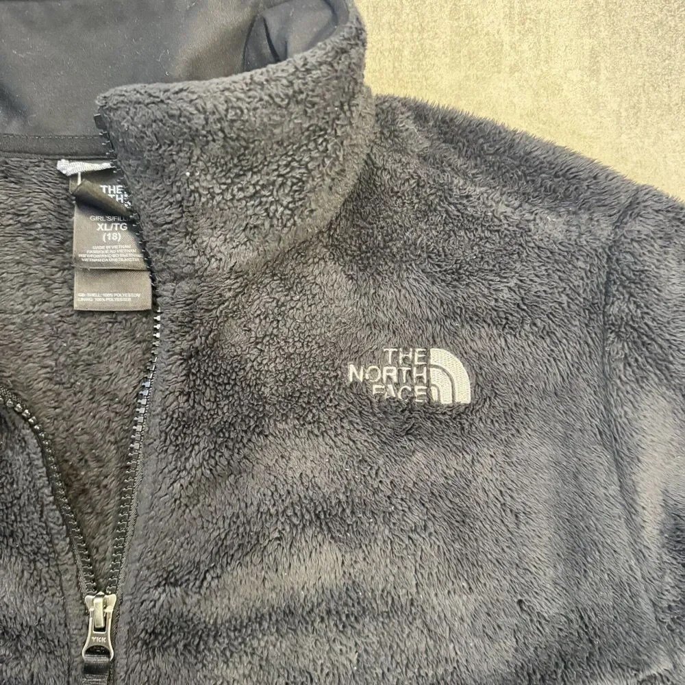 The North Face black soft fleece, zip jacket Girls Size 18 XL